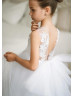 White Lace Tulle Chic Flower Girl Dress